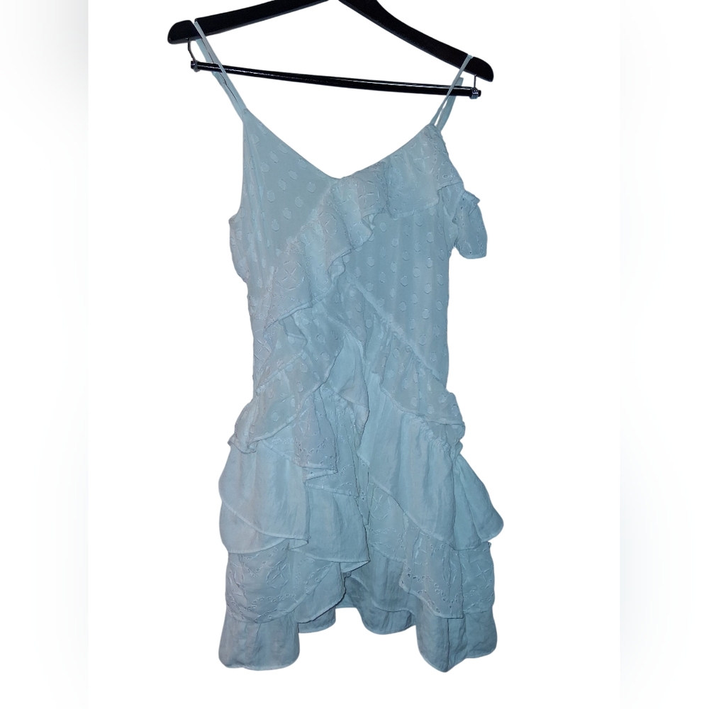 Anthropologie White Ruffle Mini Dress